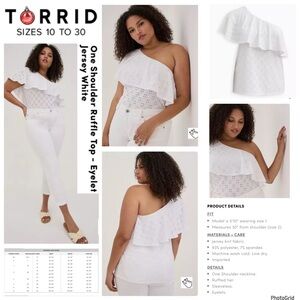 Torrid 5 plus size white one shoulder eyelet top NWT